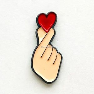 8/$40 Korean Fingers Heart Love Enamel Pin